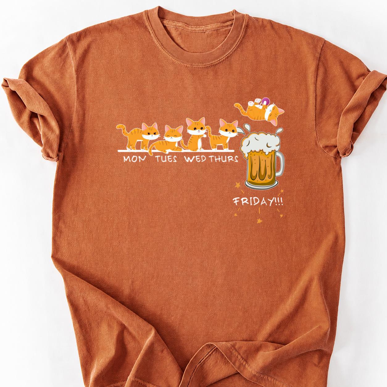 Cat Mon Thru Friday Beer Day Tee