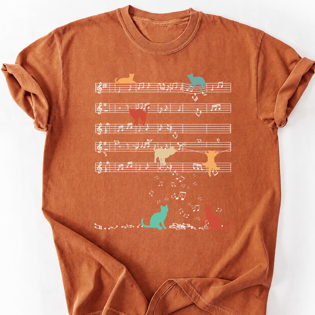 Cat Music Colorful Silhouettes Tee