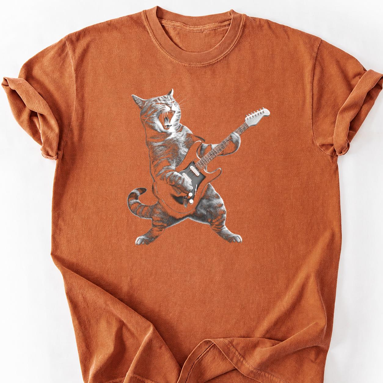 Rock Cat Electric Guitar Shredding Tee