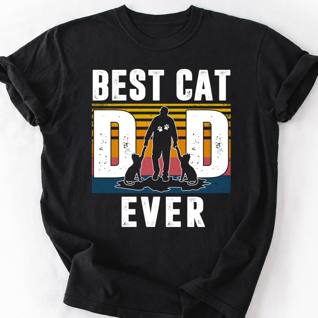 Best Cat Dad Ever Retro Tee