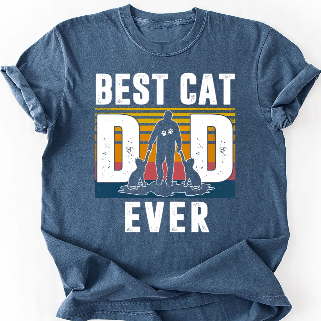 Best Cat Dad Ever Retro Tee