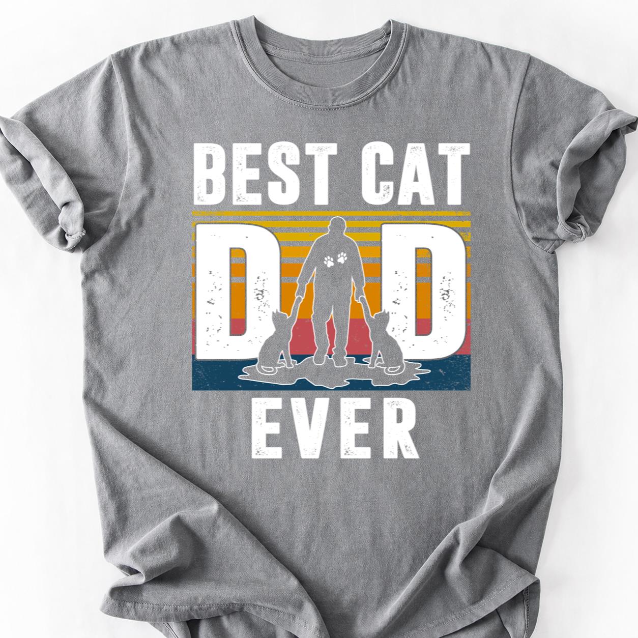 Best Cat Dad Ever Retro Tee