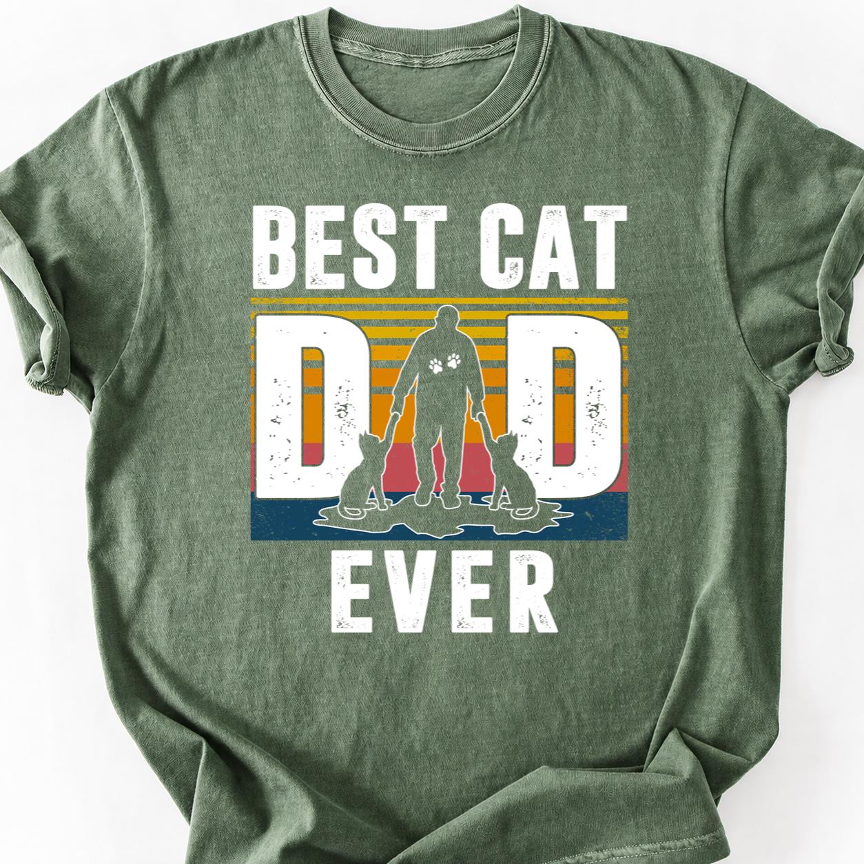 Best Cat Dad Ever Retro Tee