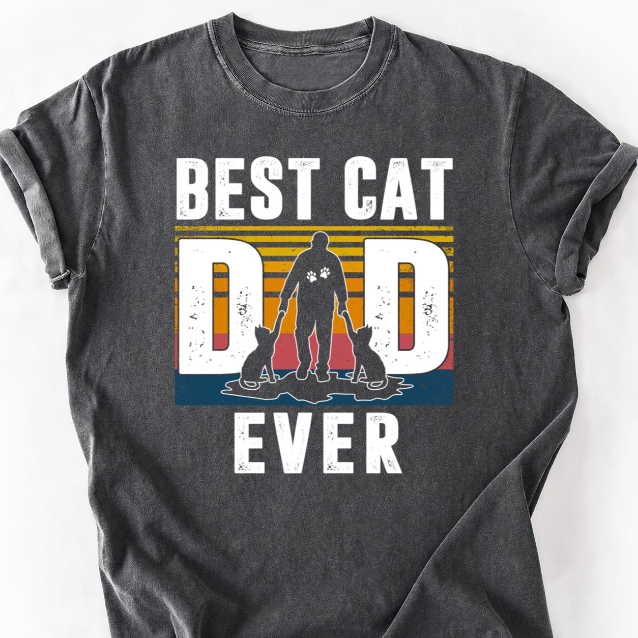 Best Cat Dad Ever Retro Tee