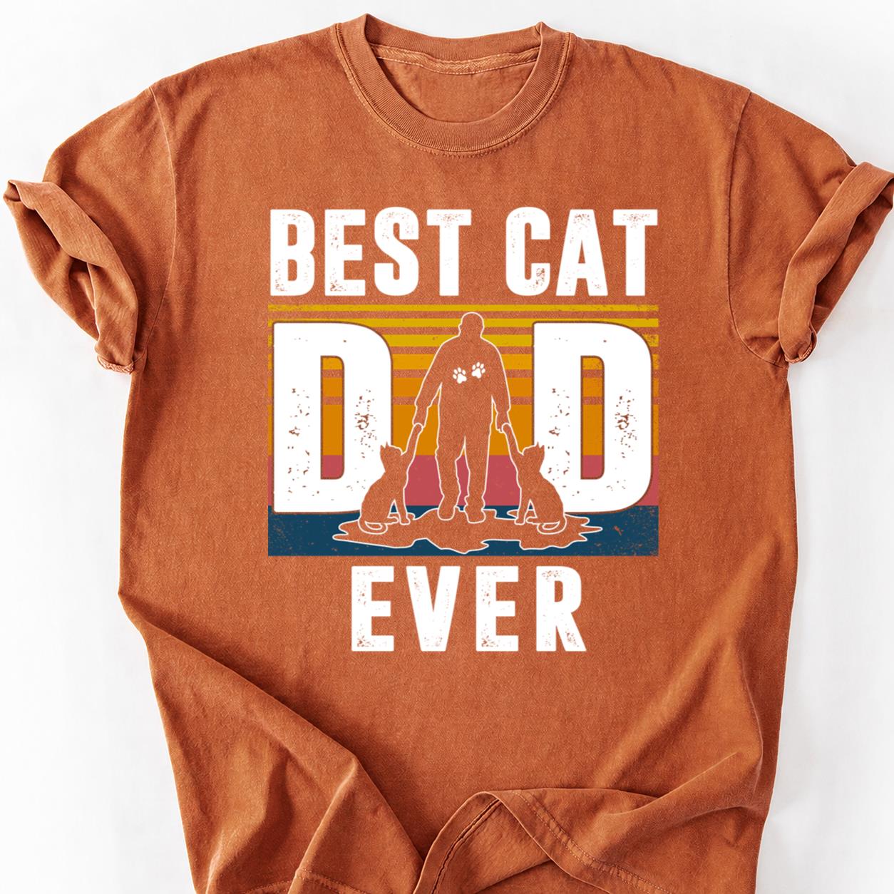 Best Cat Dad Ever Retro Tee