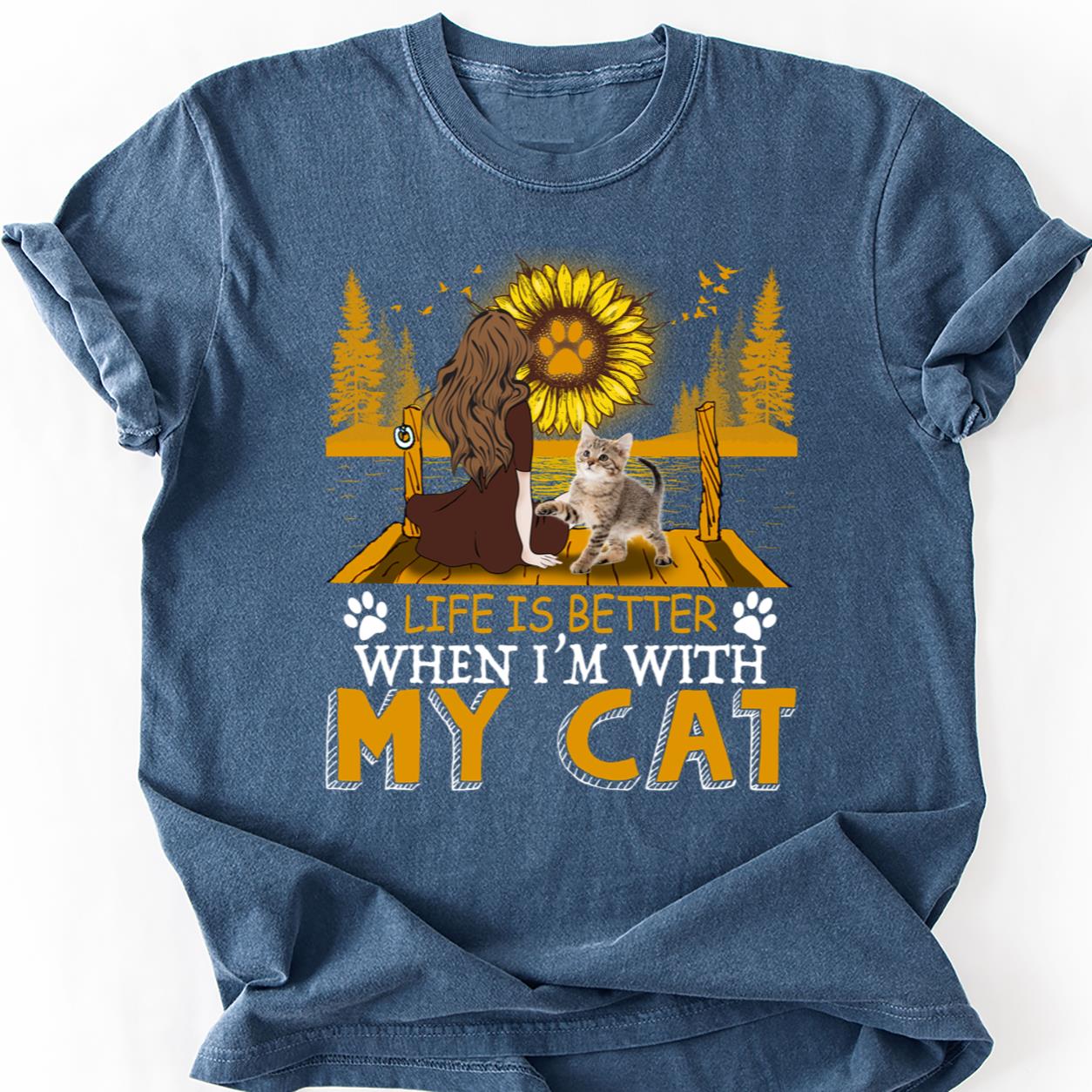 Best When Im With My Cat Sunflower Tee