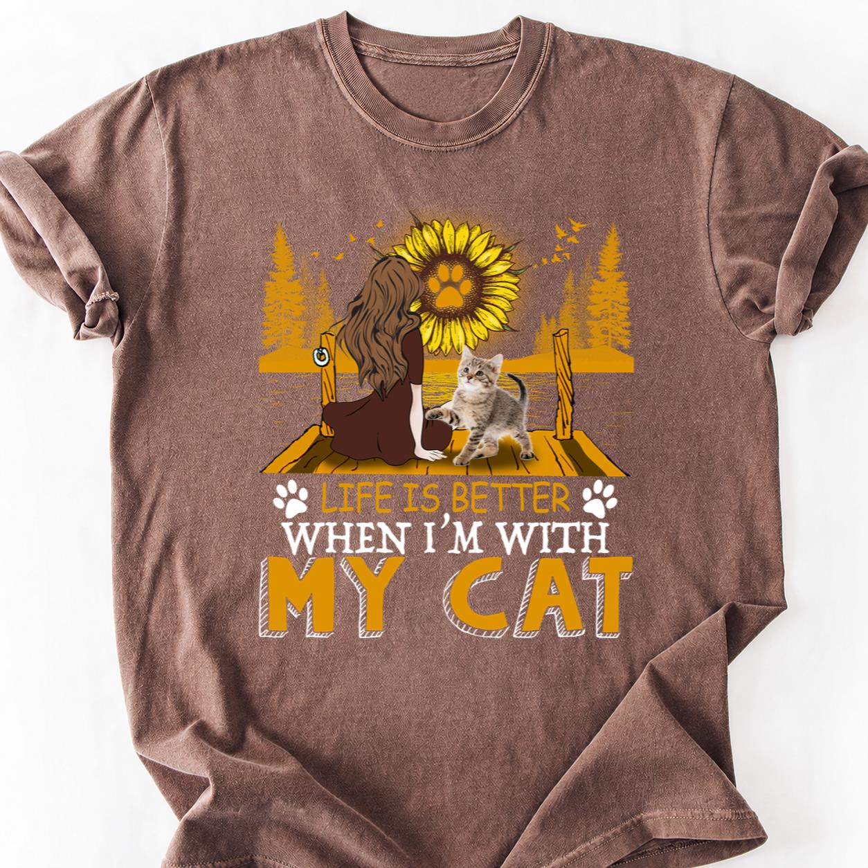 Best When Im With My Cat Sunflower Tee