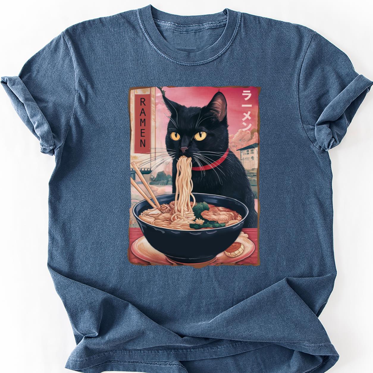 Black Cat Ramen Japanese Poster Tee