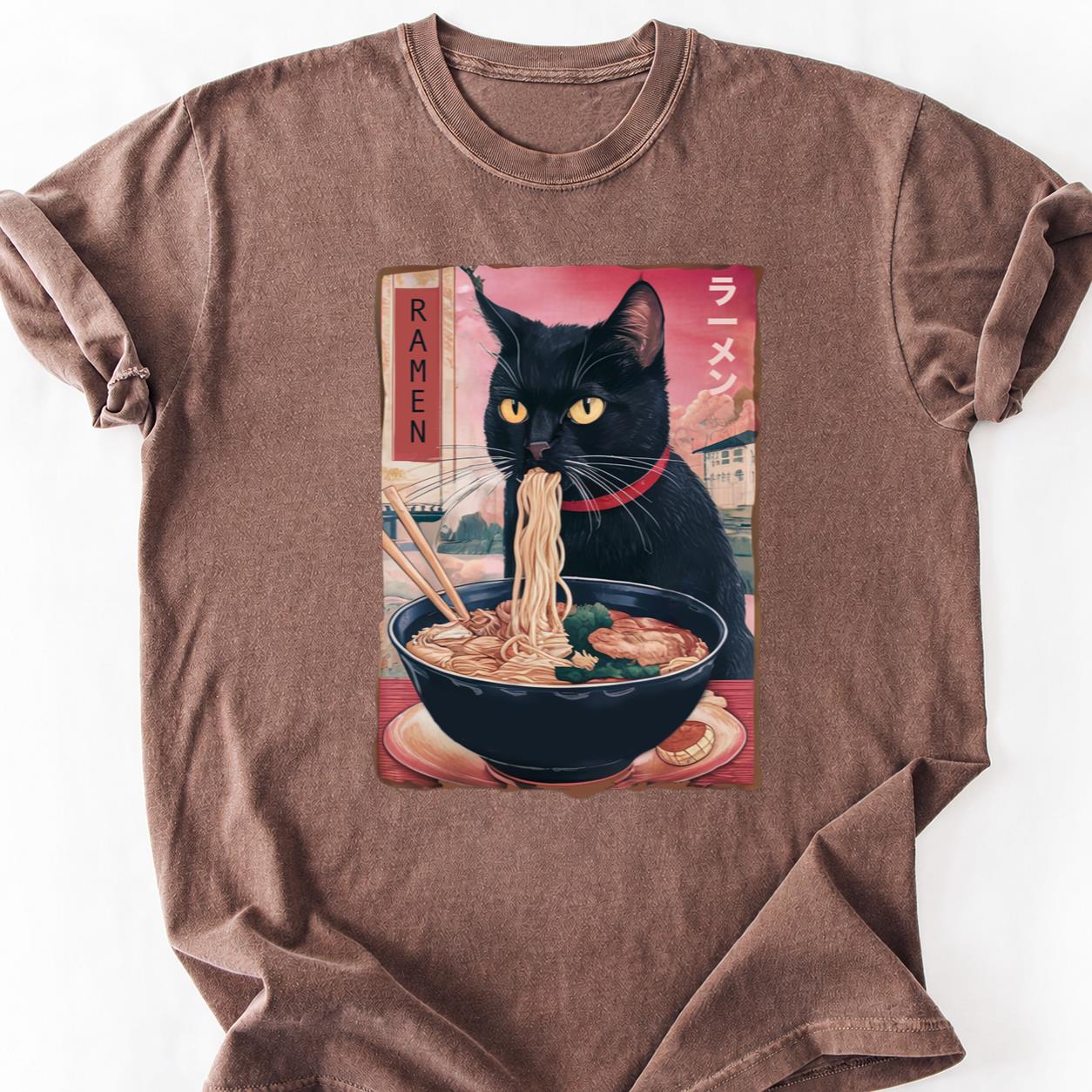 Black Cat Ramen Japanese Poster Tee