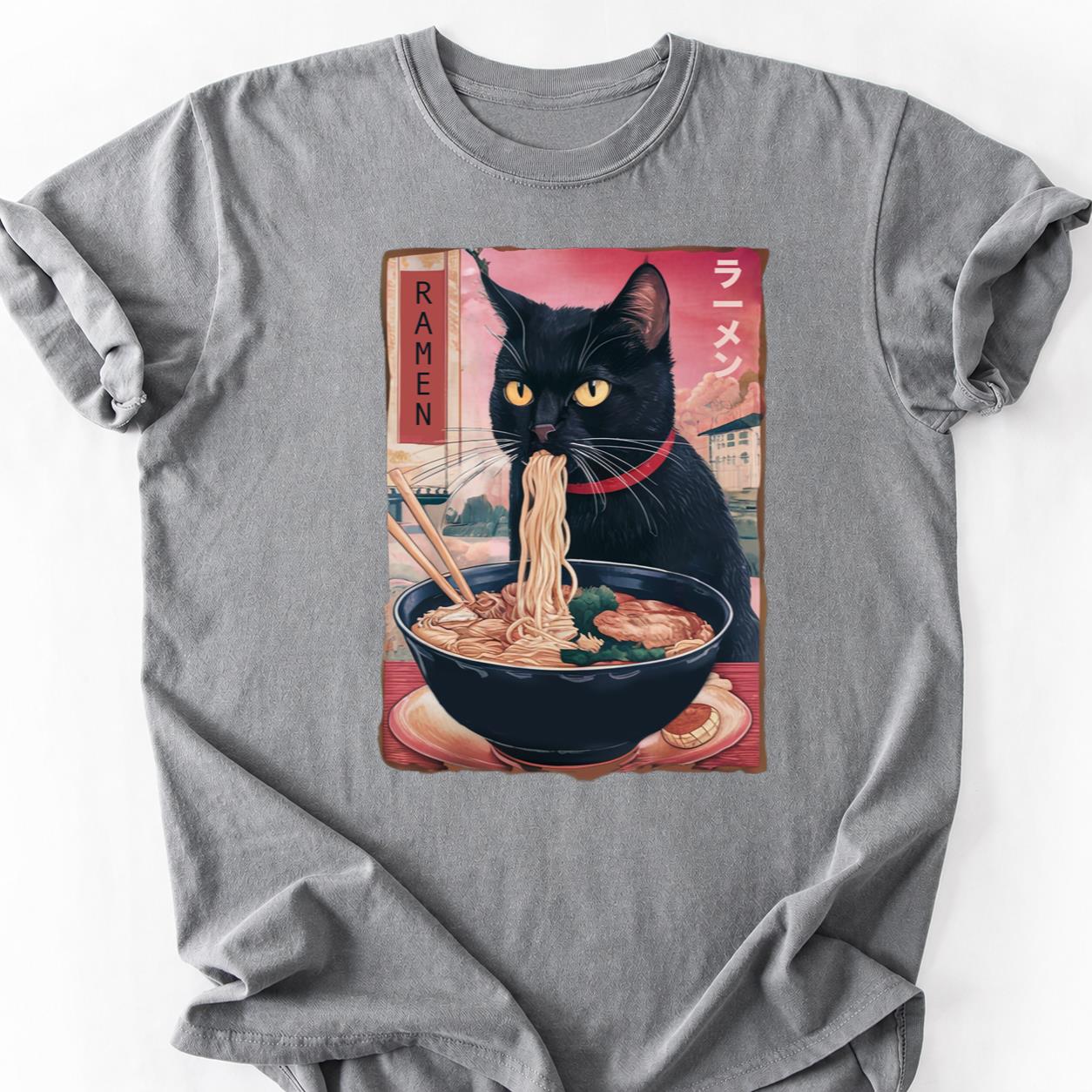 Black Cat Ramen Japanese Poster Tee