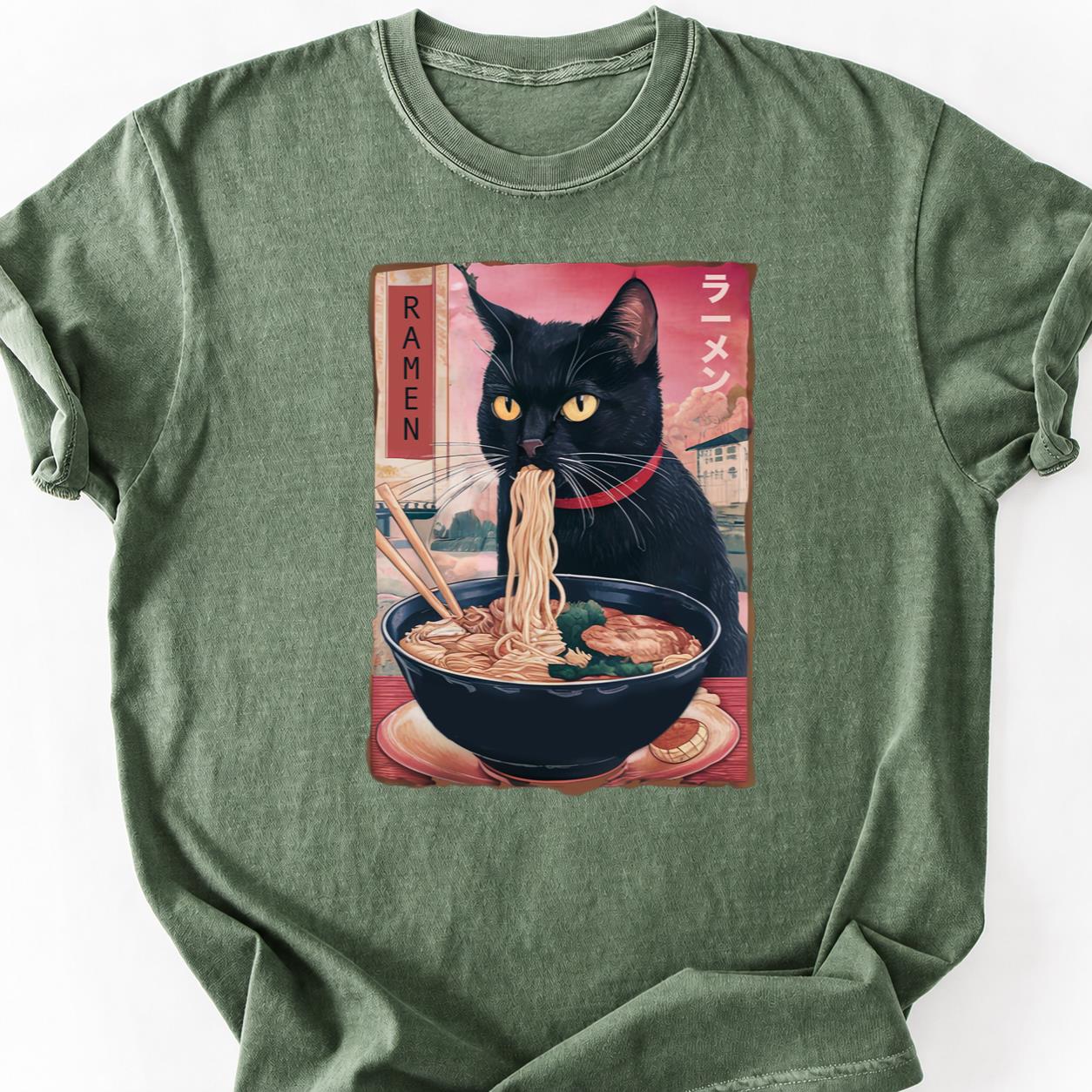 Black Cat Ramen Japanese Poster Tee