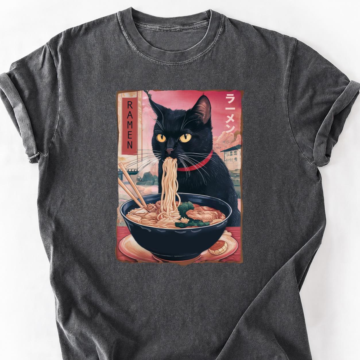 Black Cat Ramen Japanese Poster Tee
