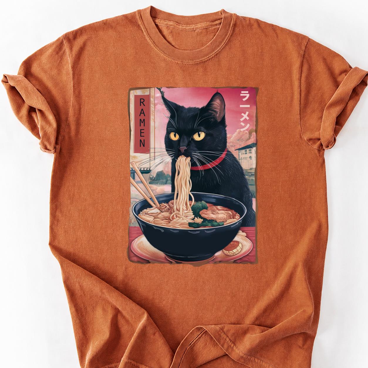 Black Cat Ramen Japanese Poster Tee