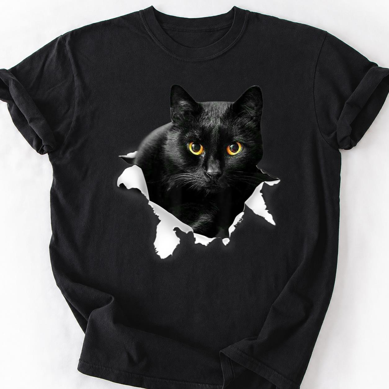 Black Cat Tearing Through Paper Tee