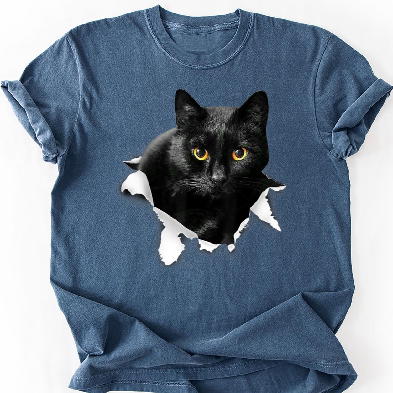 Black Cat Tearing Through Paper Tee