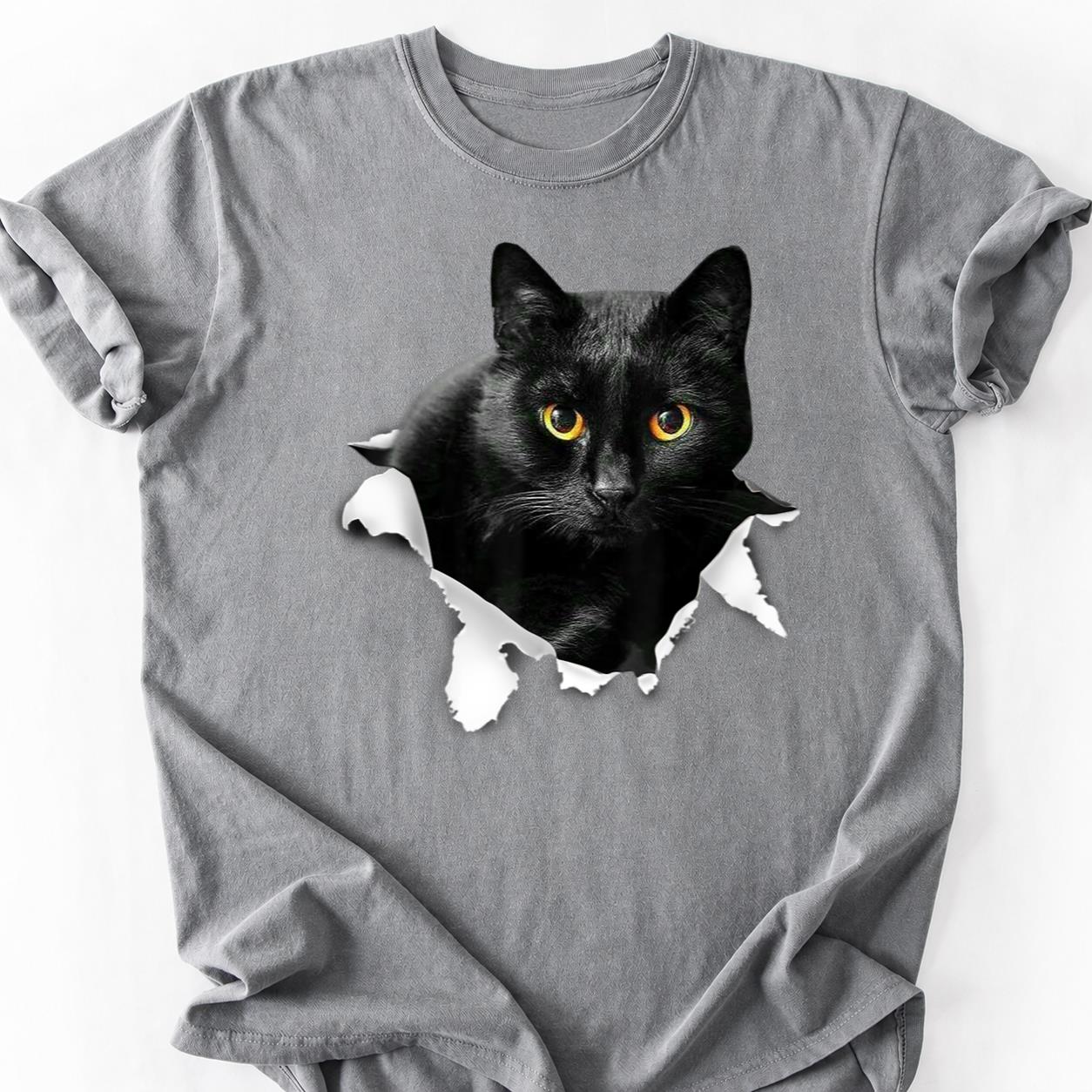 Black Cat Tearing Through Paper Tee