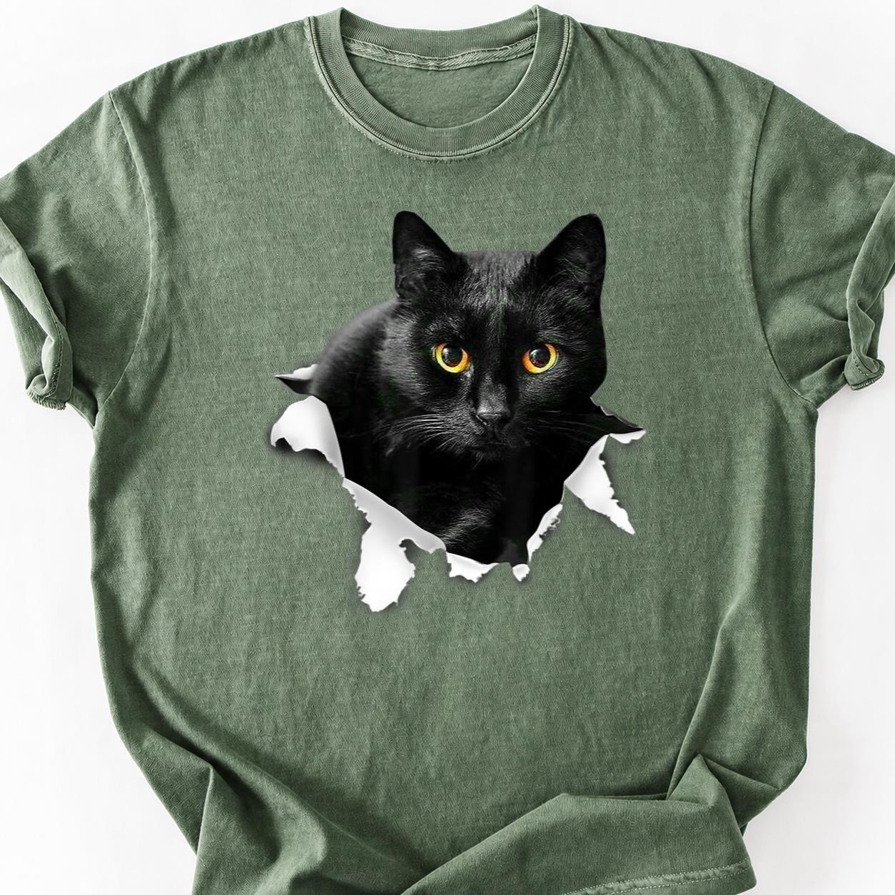 Black Cat Tearing Through Paper Tee