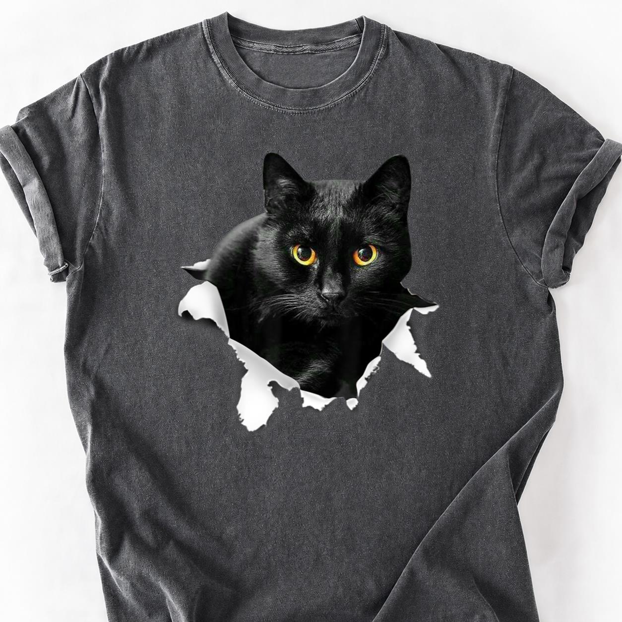 Black Cat Tearing Through Paper Tee