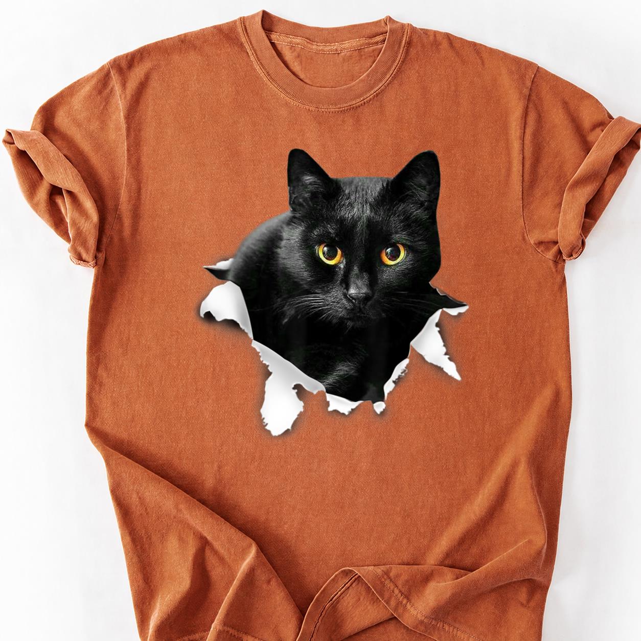 Black Cat Tearing Through Paper Tee