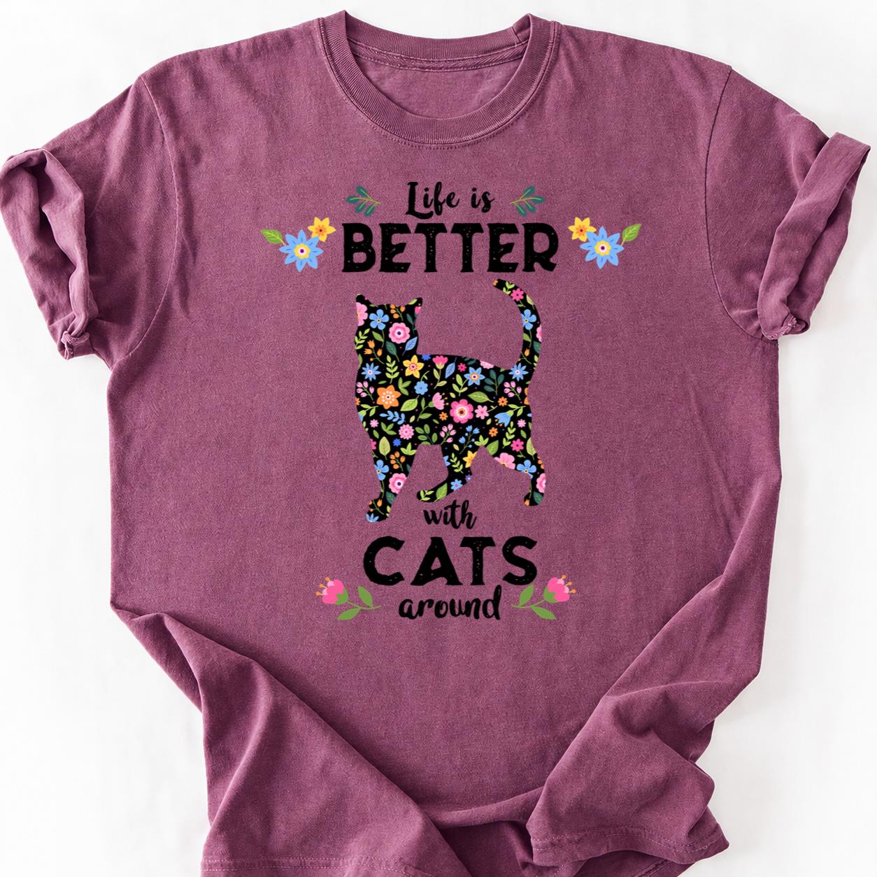 Born To Be Wild Floral Cat Mom Tee
