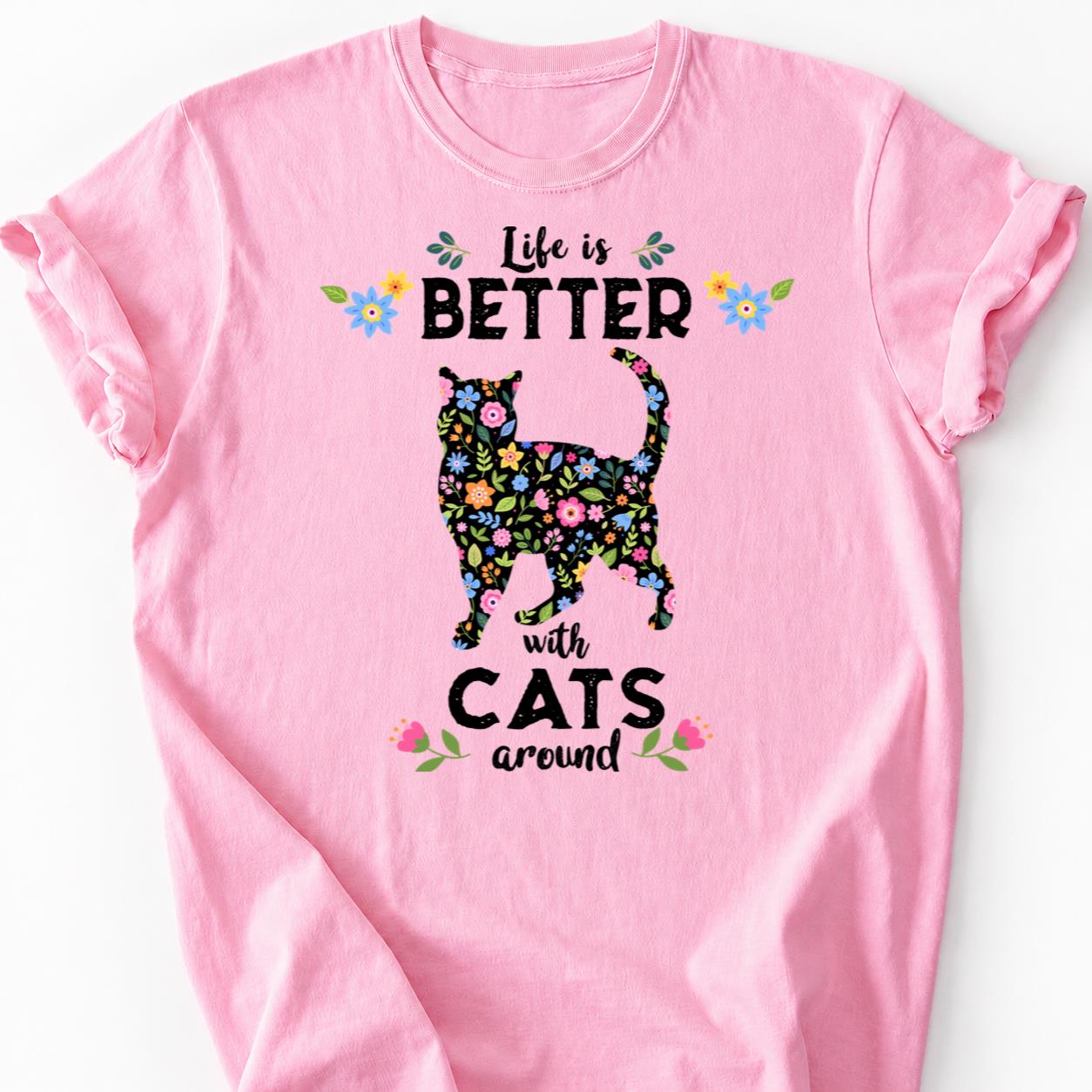 Born To Be Wild Floral Cat Mom Tee