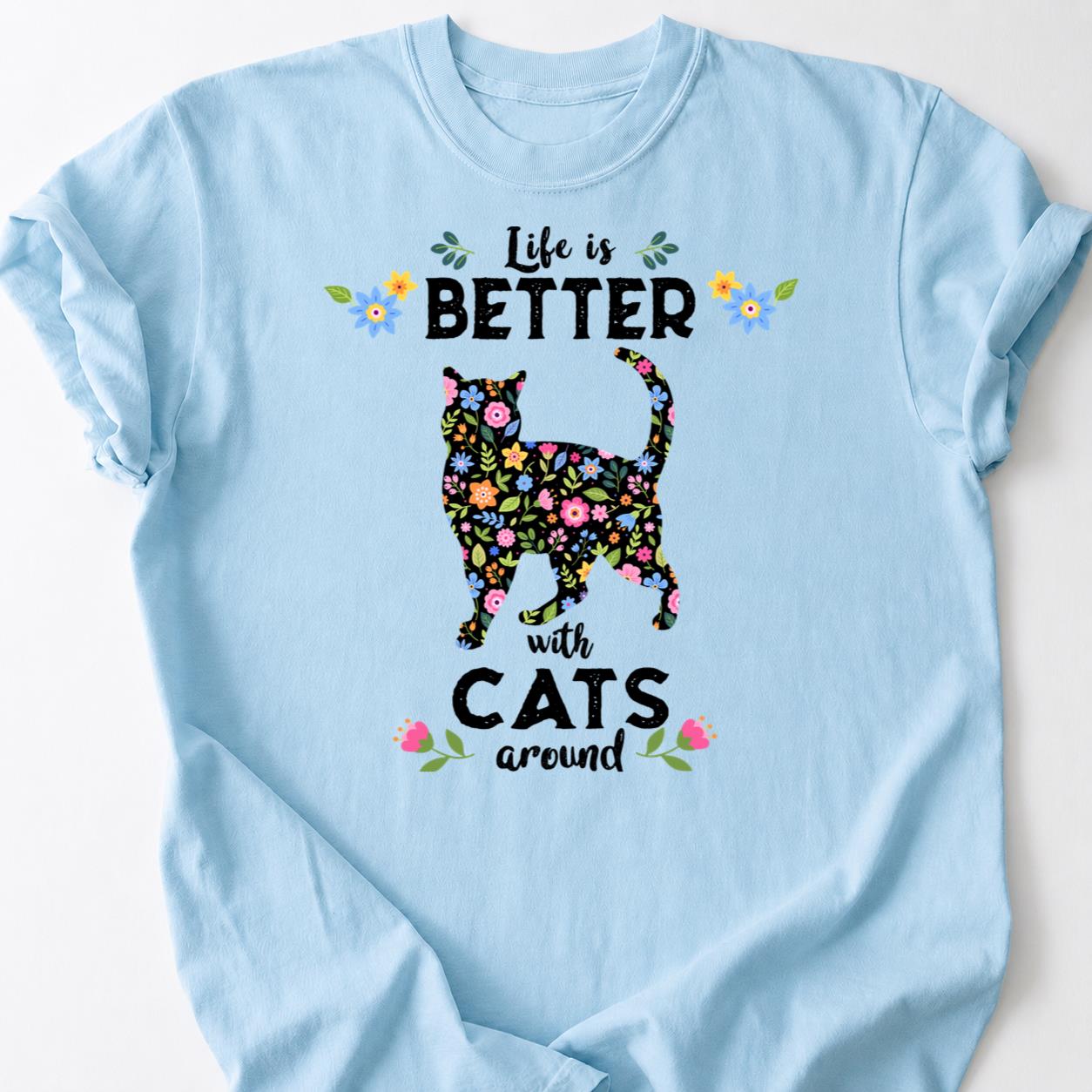 Born To Be Wild Floral Cat Mom Tee