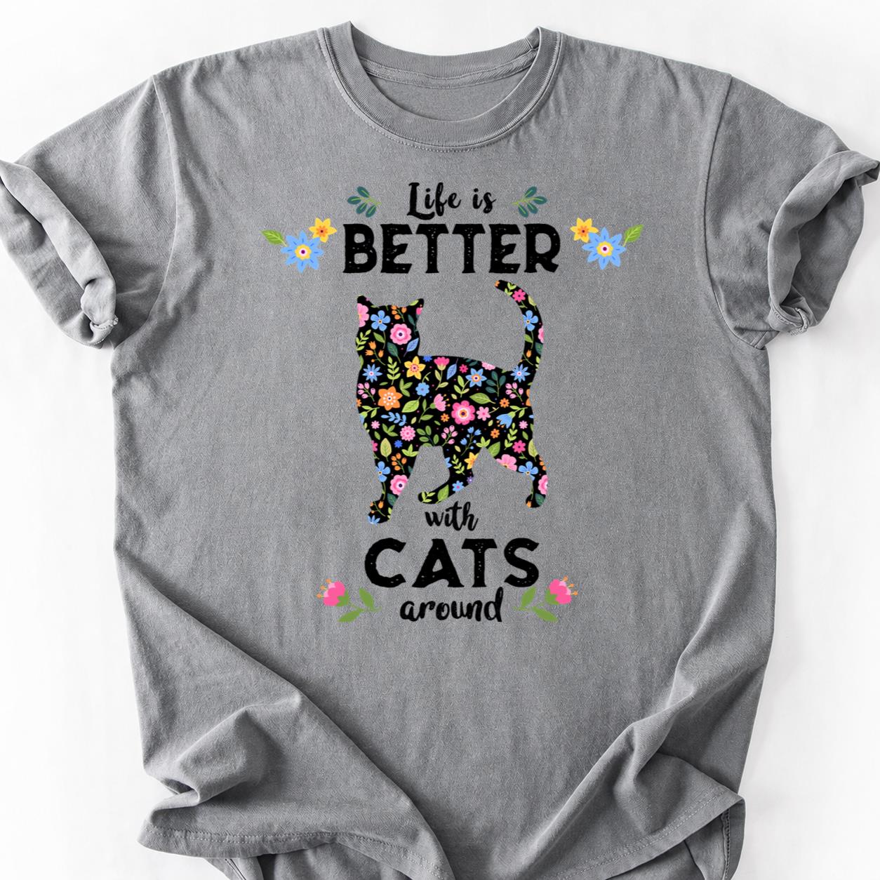 Born To Be Wild Floral Cat Mom Tee