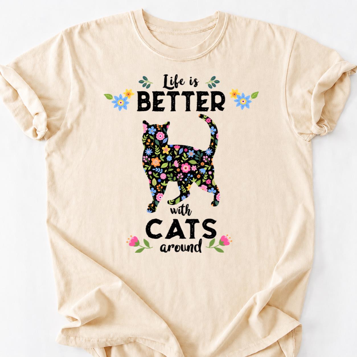 Born To Be Wild Floral Cat Mom Tee