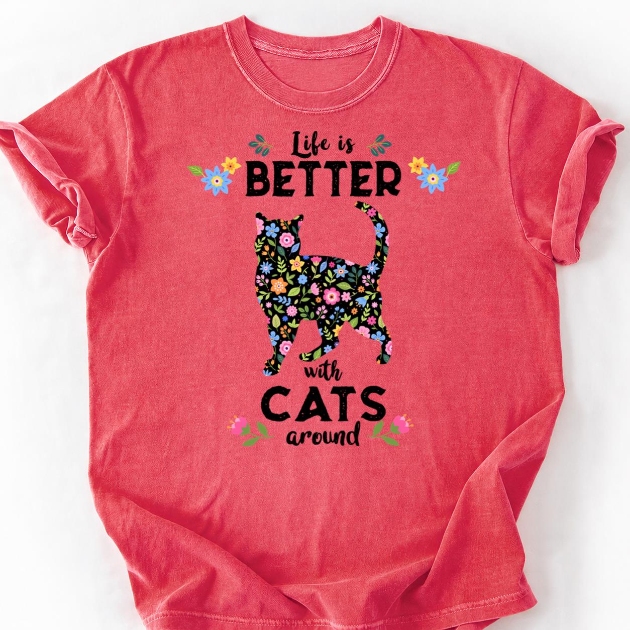 Born To Be Wild Floral Cat Mom Tee