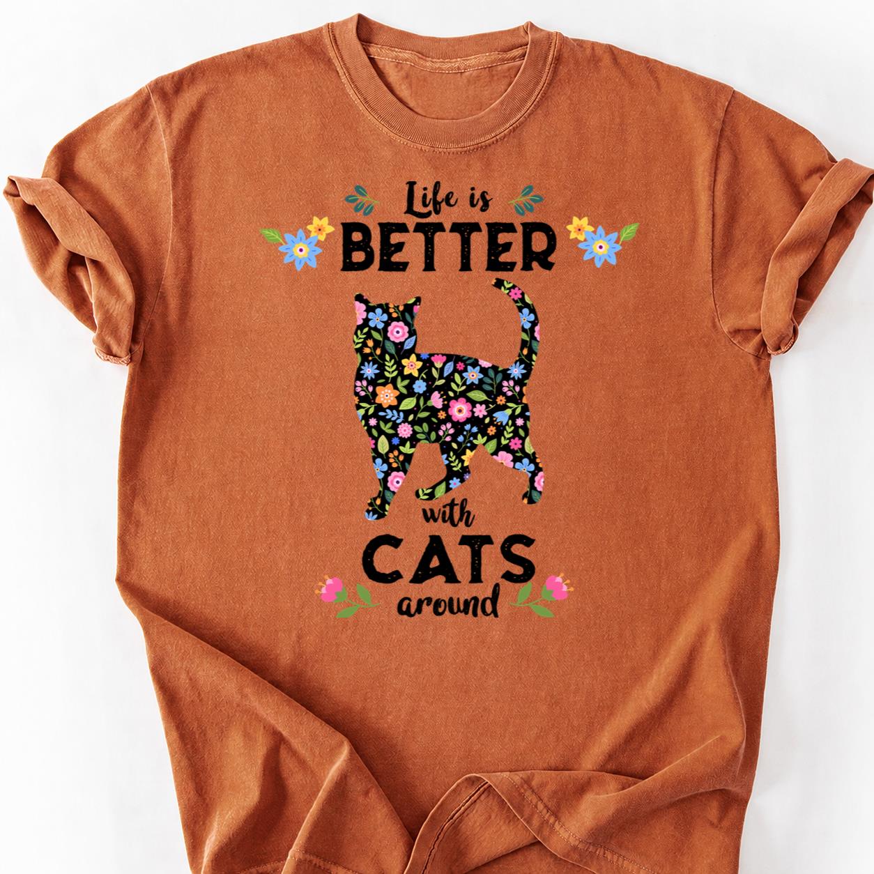Born To Be Wild Floral Cat Mom Tee