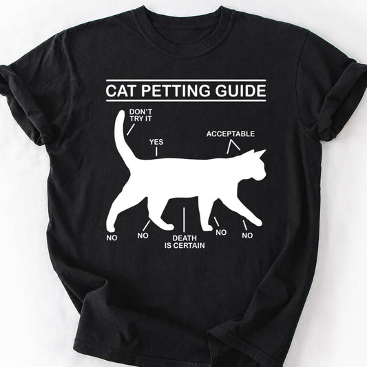 Cat Art Design On Dark Tee