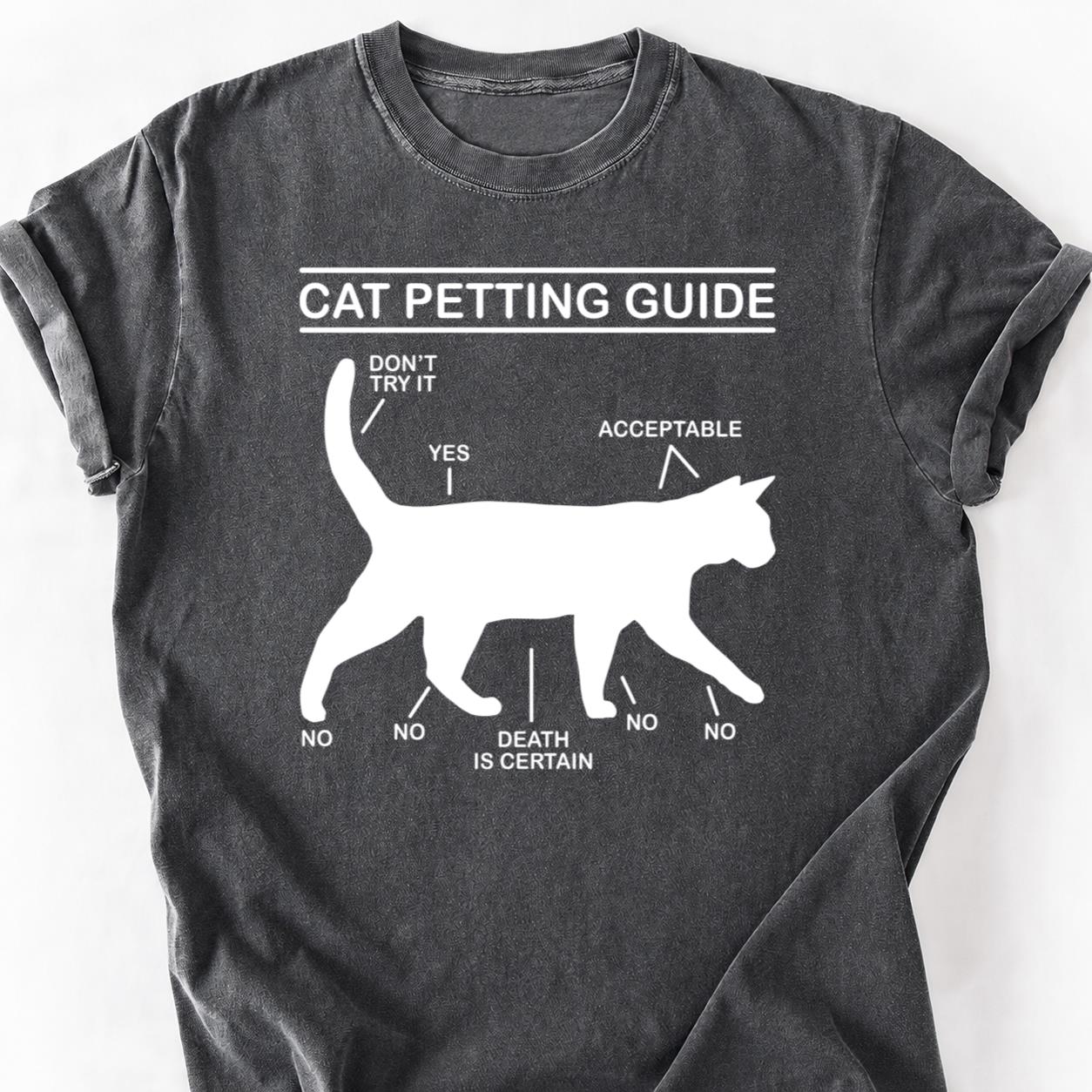 Cat Art Design On Dark Tee