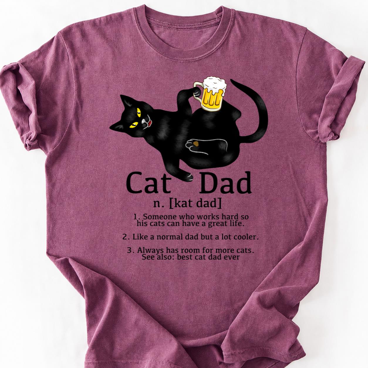 Cat Dad Beer Please Black Cat Tee