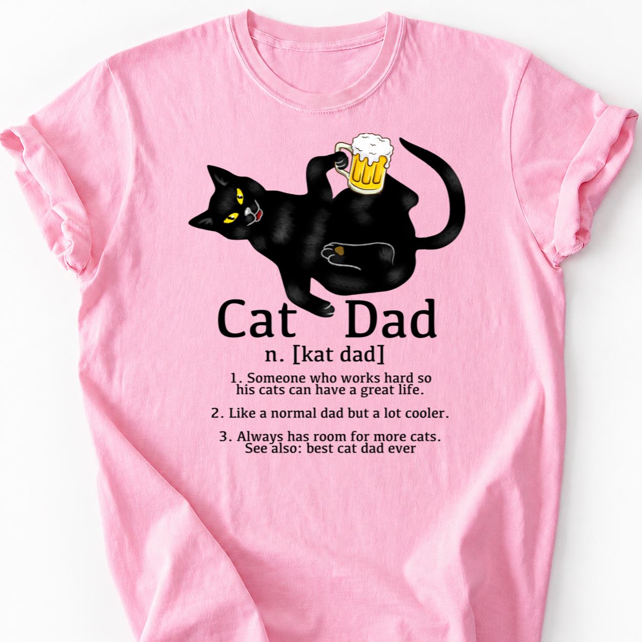 Cat Dad Beer Please Black Cat Tee