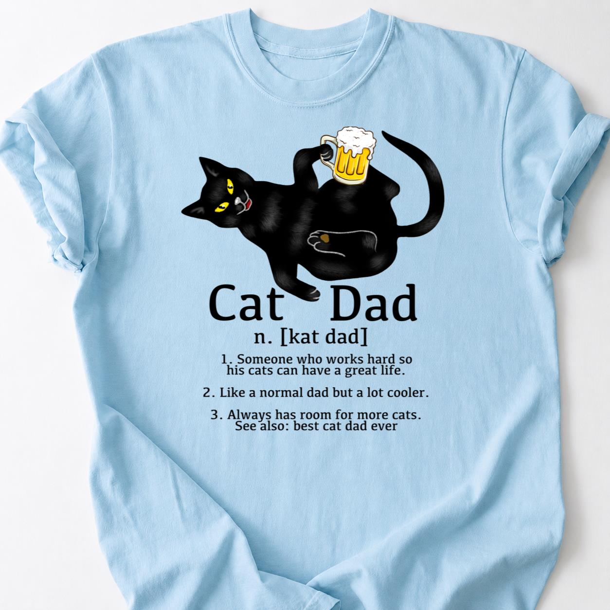 Cat Dad Beer Please Black Cat Tee