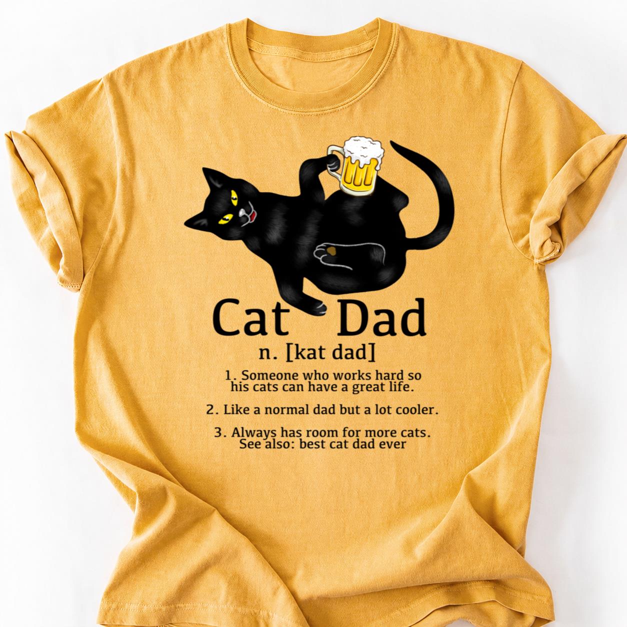 Cat Dad Beer Please Black Cat Tee