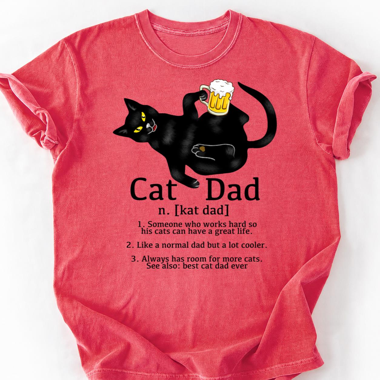 Cat Dad Beer Please Black Cat Tee