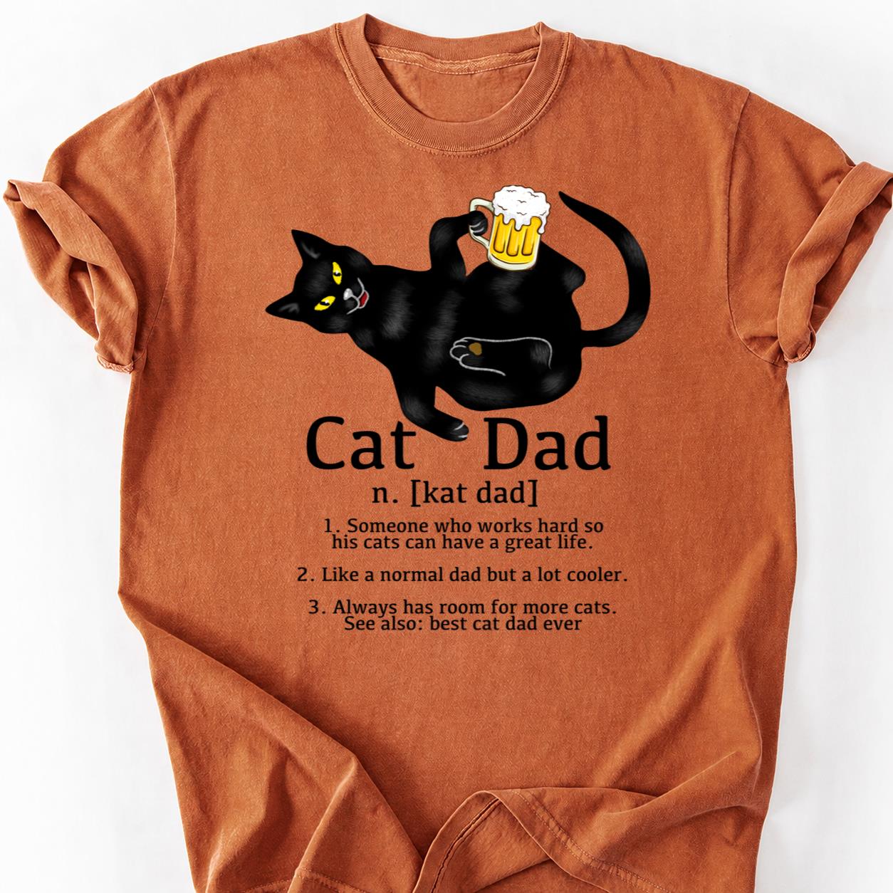 Cat Dad Beer Please Black Cat Tee