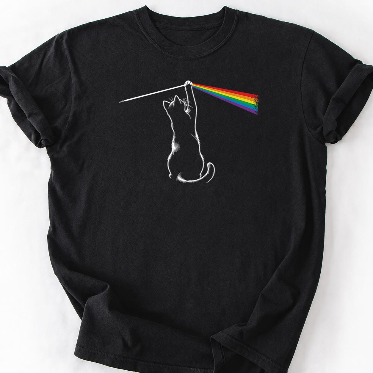 Cat Dark Side Of Moon Rainbow Tee