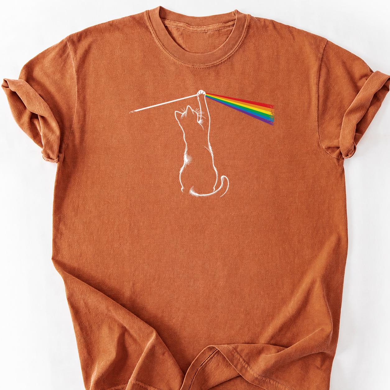 Cat Dark Side Of Moon Rainbow Tee