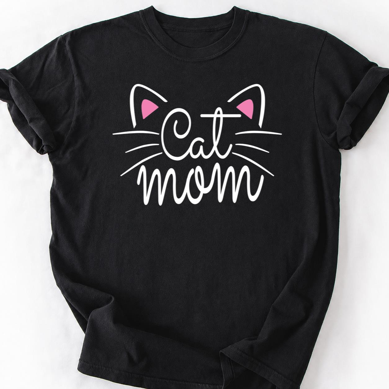 Cat Mom Pink Ears Minimal Tee
