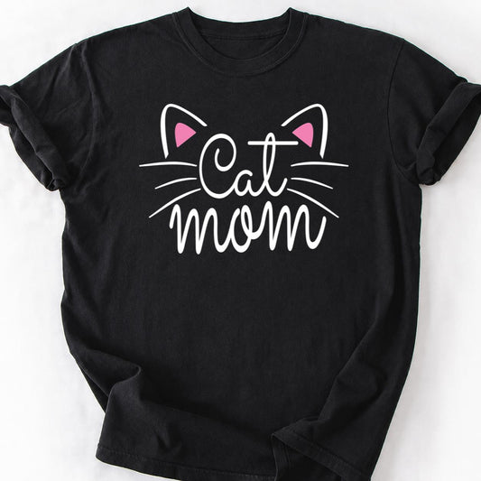 Cat Mom Pink Ears Minimal Tee