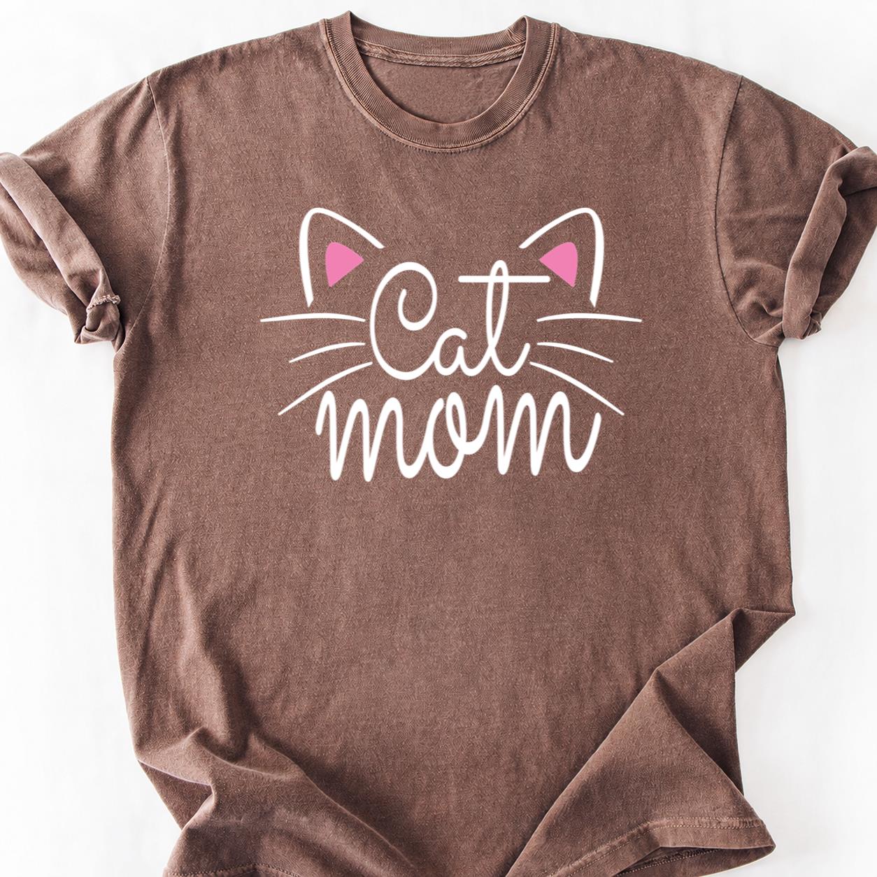 Cat Mom Pink Ears Minimal Tee