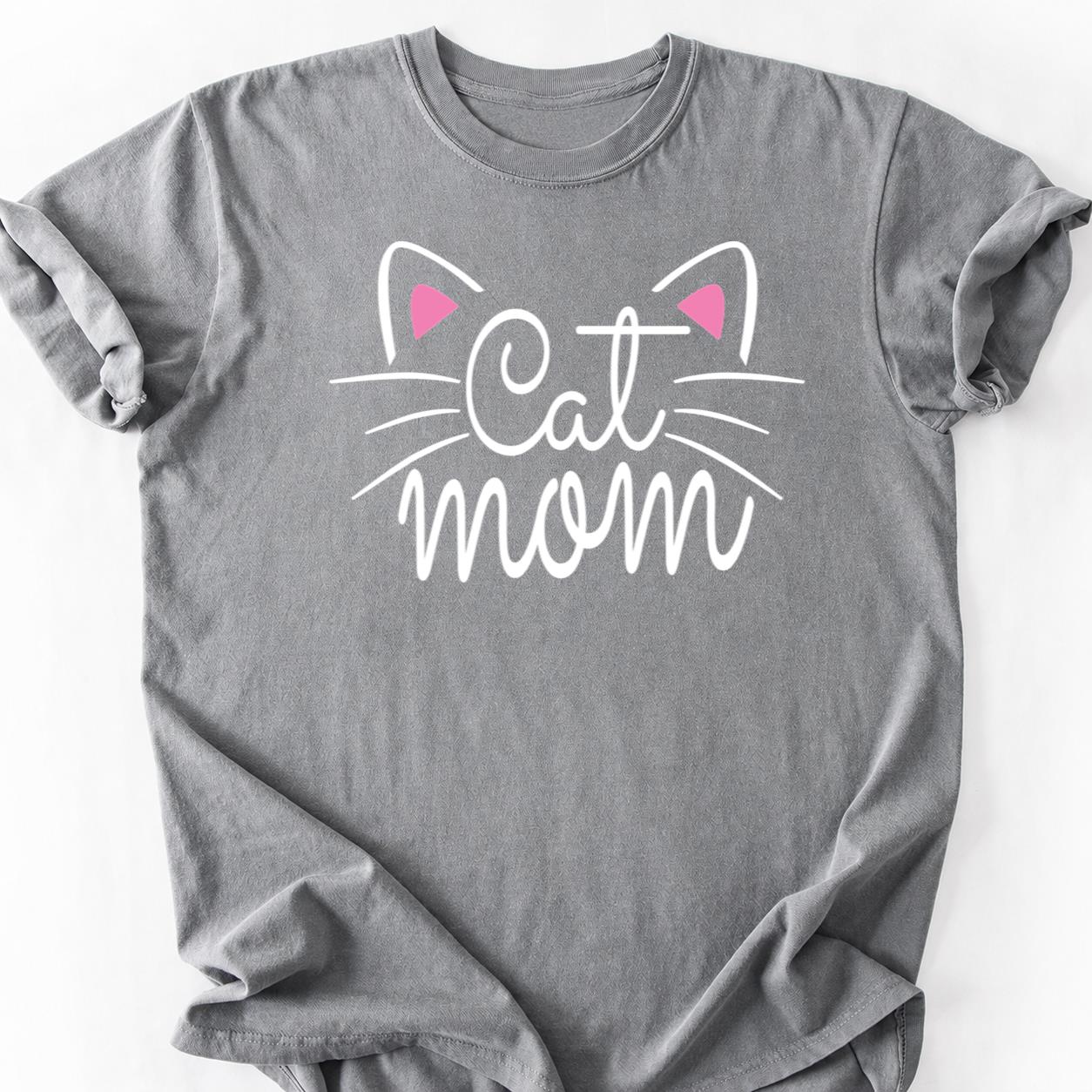 Cat Mom Pink Ears Minimal Tee