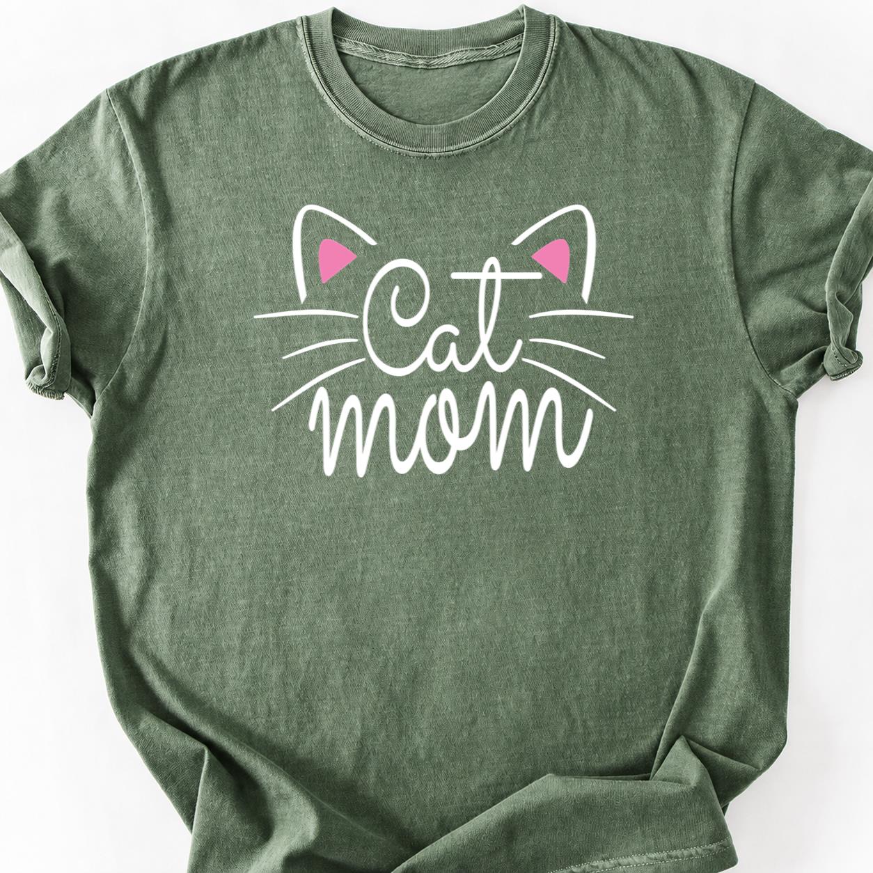 Cat Mom Pink Ears Minimal Tee