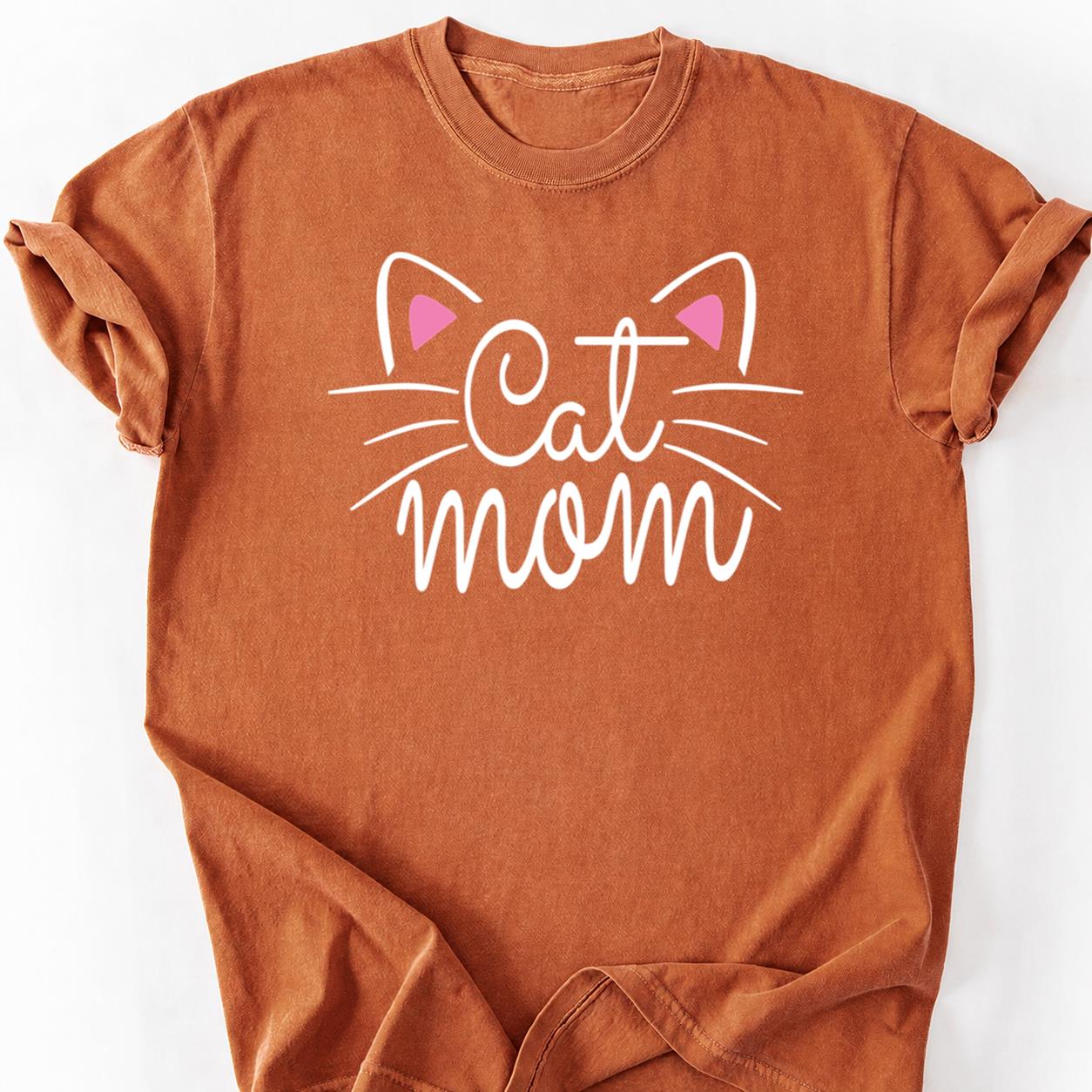 Cat Mom Pink Ears Minimal Tee