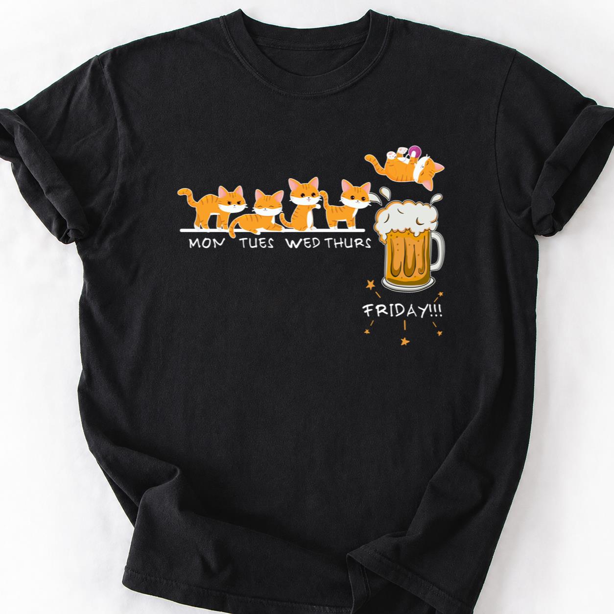 Cat Mon Thru Friday Beer Day Tee