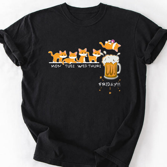 Cat Mon Thru Friday Beer Day Tee