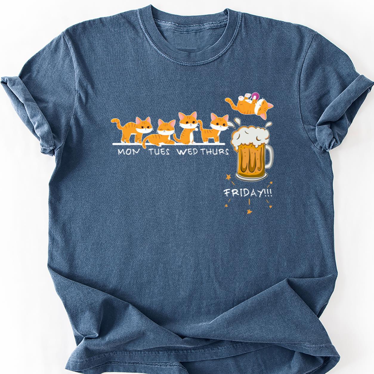 Cat Mon Thru Friday Beer Day Tee