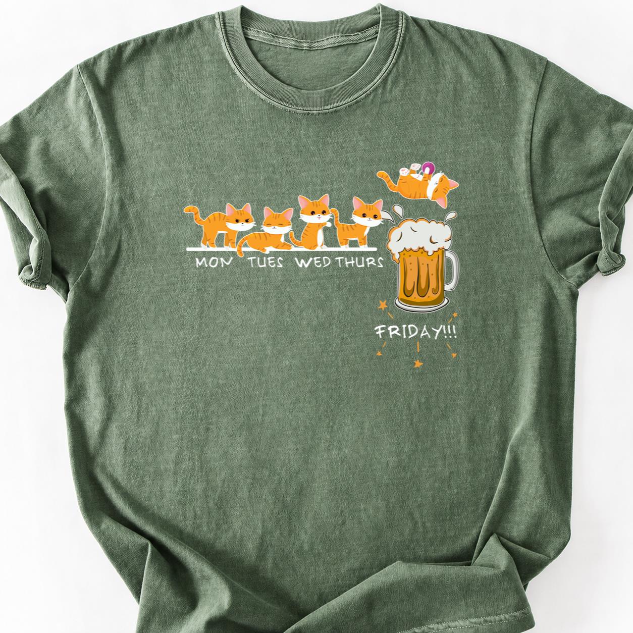 Cat Mon Thru Friday Beer Day Tee